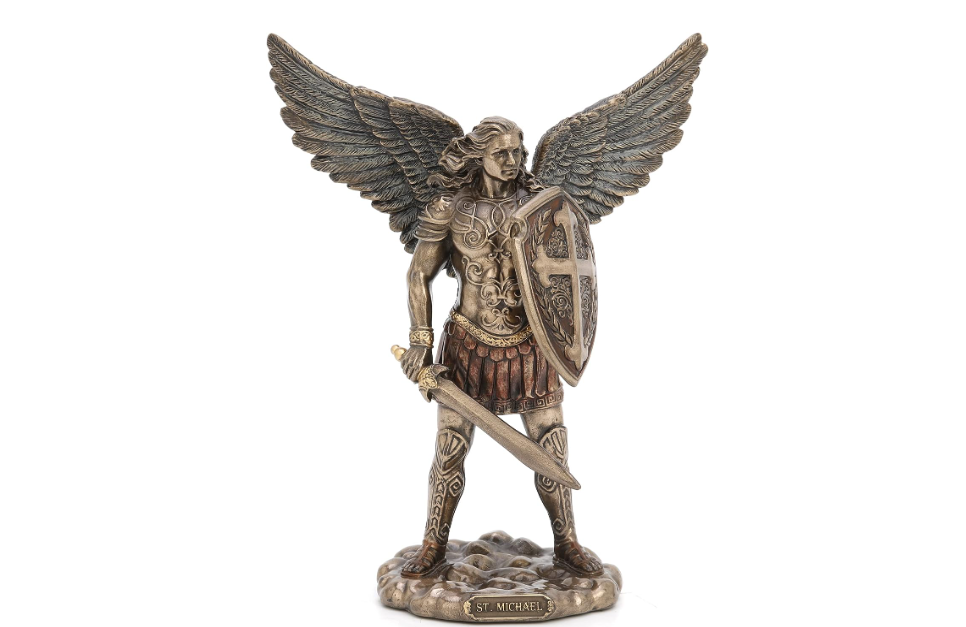 Archangel Michael Statue holding Sword and Shield